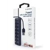 USB šakotuvas Gembird UHB-U3P7P-01, 7 prievadų USB 3.2 Gen 1 (Type-A), 0,24 m laidas, juodas