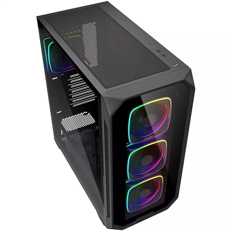 Korpusas PC Sharkoon AK5G RGB Midi Tower Juodas