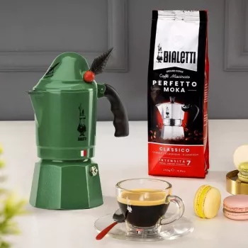 Kavinukas BIALETTI Moka BREAK ALPINA 3 puodeliai, žalias, aliuminis, bakelitinė rankena