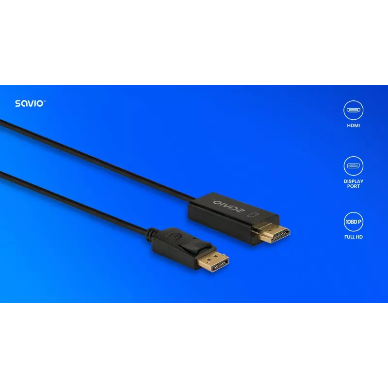 Kabelis DisplayPort į HDMI 1,5 m, CL-183 Savio SAVKABELCL-183