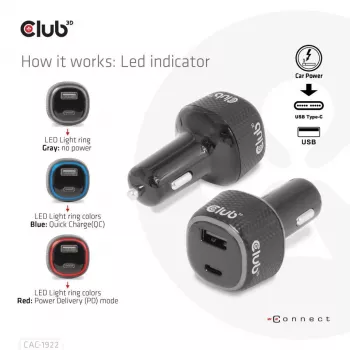 CLUB3D automobilinis nešiojamojo kompiuterio įkroviklis 63 W, cigarečių degtukas, 24 V, juodas