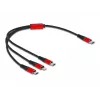 USB įkrovimo laidas DeLOCK 86710 3 in 1 USB Type-C / Lightning / Micro USB 30 cm juodas raudonas