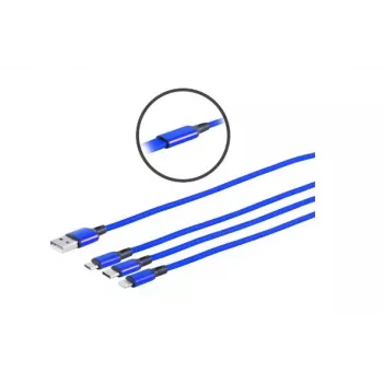 Microconnect MC-USBA-3WAY USB kabelis USB 3.2 Gen 1 1,2 m USB C / Micro-USB B / Lightning mėlynas