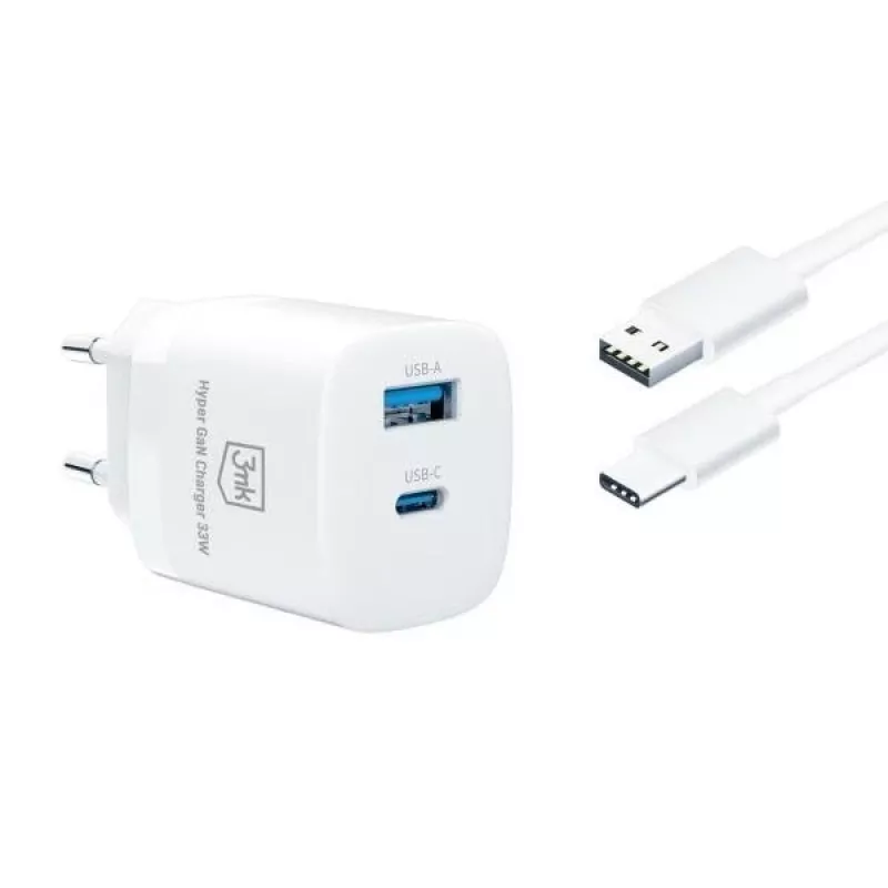 33W GaN PD įkroviklis su 1xUSB-A ir 1xUSB-C
