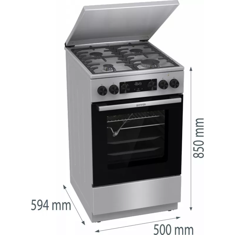Gorenje GKS5C71XF Laisvai pastatoma viryklė su orkaite Sidabrinė