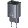 Įkroviklis USAMS CC290 T66 45W GaN greitas įkrovimas sidabrinis