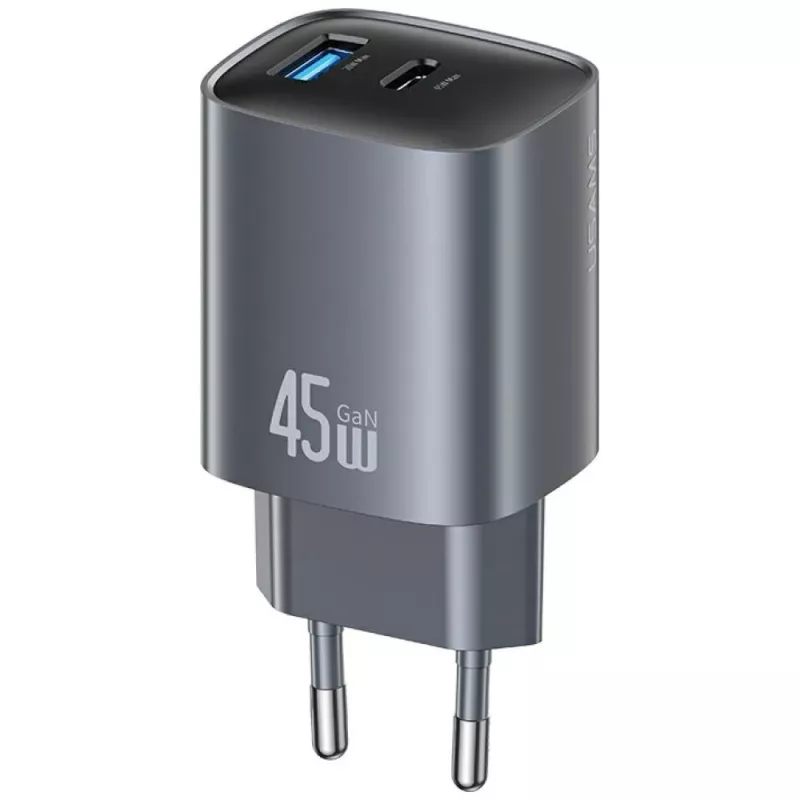 Įkroviklis USAMS CC290 T66 45W GaN greitas įkrovimas sidabrinis