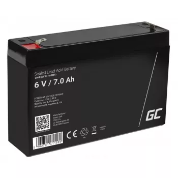 Įkraunama sandarioji švino rūgšties baterija Green Cell AGM12 6 V 7000 mAh Juoda