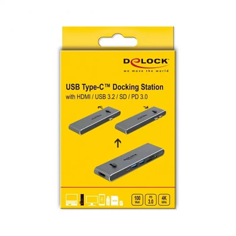Docking stotelė DeLOCK Dual USB Type-C su HDMI USB 3.2 SD PD 3.0