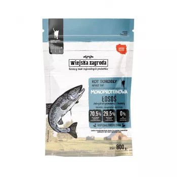 WIEJSKA ZAGRODA Monoprotein Salmon – sausas ėdalas katėms – 800 g