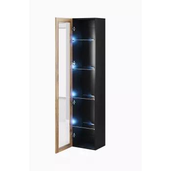 Vitrina sieninė Cama Meble VIGO 180 1800×400×300 mm juoda/wotan ąžuolas