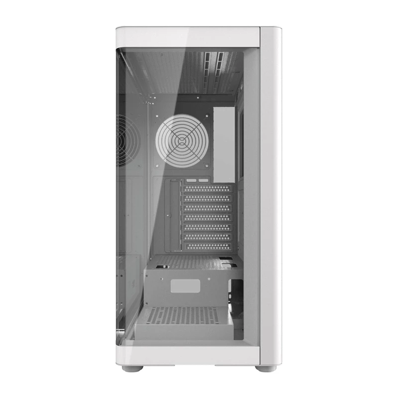 Korpusas DarkFlash DS900G baltas - mid-tower, grūdintas stiklas, be ventiliatorių