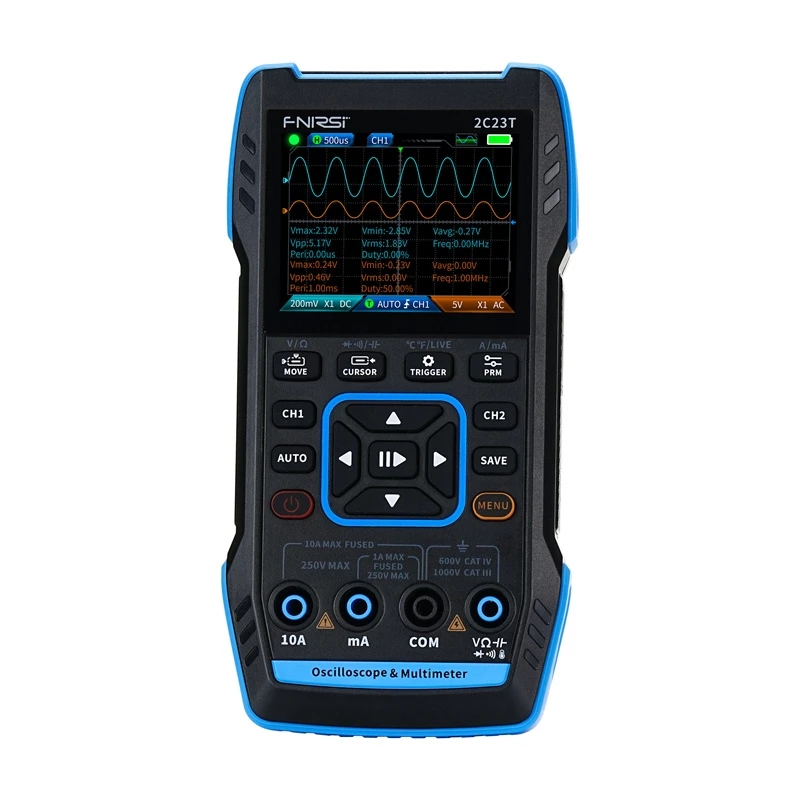 Nešiojamas 3-in-1 osciloskopas FNIRSI 2C23T multimetras signalų generatorius