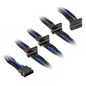 Laidas SilverStone 4 kontaktų Molex į 4x SATA, 300 mm - juoda/mėlyna