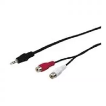 Wentronic Goobay 3,5 mm Jack / RCA adapterinis kabelis, juodas, 1,5 m – 3,5 mm Jack kištukas (3 kontaktų, stereo) > 2x RCA lizdas (audio kairė/dešinė) (50116)