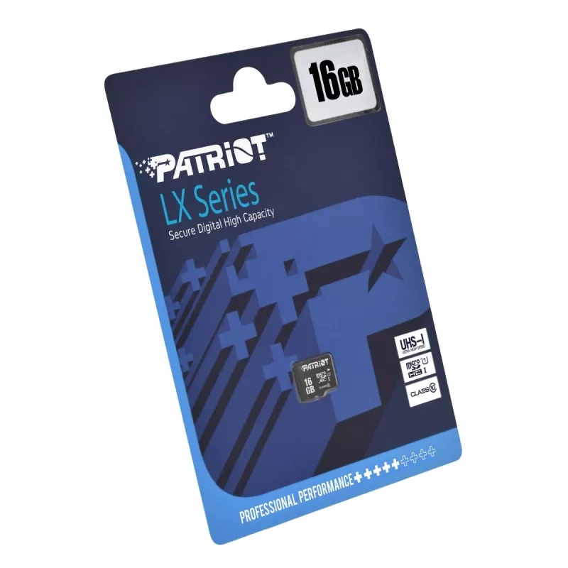 PATRIOT PSF16GMDC10 microSDHC atminties kortelė – 16 GB, Class 10, UHS-I (U1), 80 MB/s, juoda