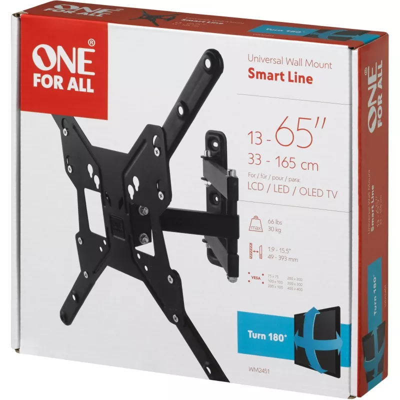 Universal Electronics One For All Smart WM 2451 - laikiklis - plokščiaekraniams - ekrano dydis: 33-140 cm (13-55 inch) - sieninis tvirtinimas (WM2451)