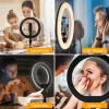 Maclean MCE610 10 colių 12W LED žiedinė šviesa su trikoju ir Bluetooth nuotolinio valdymo pulteliu, 3 spalvų temperatūros, 10 ryškumo lygių (10–100%), 160 LED, išmaniojo telefono laikiklis