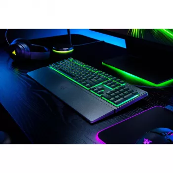 Žaidimų klaviatūra Razer Ornata V3 X Full-size USB, membraniniai jungikliai, RGB LED apšvietimas, riešo atrama, 1000 Hz atnaujinimo dažnis, juoda