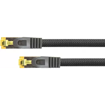 Python® Series RJ45 jungiamasis kabelis su Cat.7 žaliava, užrakto apsauga (RNS®) ir nailono pynute, S/FTP, PiMF, halogenų neturintis, 600MHz, OFC, juodas, 30m (8070PY-300S)