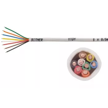 Apsauginis kabelis BITNER YTDY 8x0,5 100 m — 8 gyslų, 0,5 mm², PVC apvalkalas