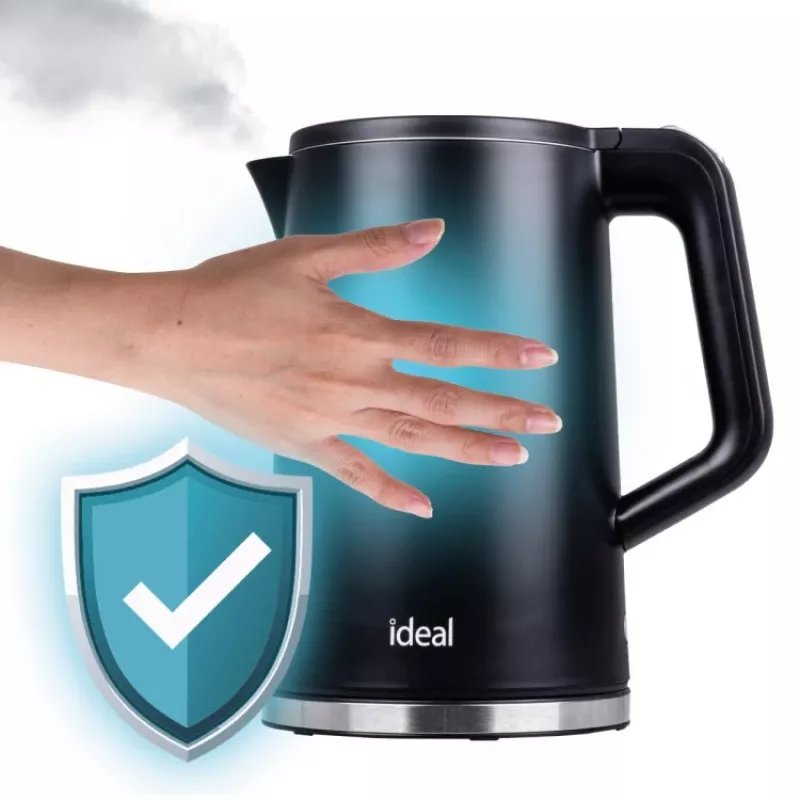 IDEAL virdulys 1,7 l, plieninis korpusas, 1500 W, juodas