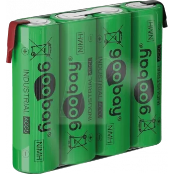 Goobay 4x AA (Mignon) - 2100 mAh, Žalia - Litavimo Auselė (Z), Nikelio-Metalo Hidrido Akumuliatorius (NiMH), 4,8 V (55580)