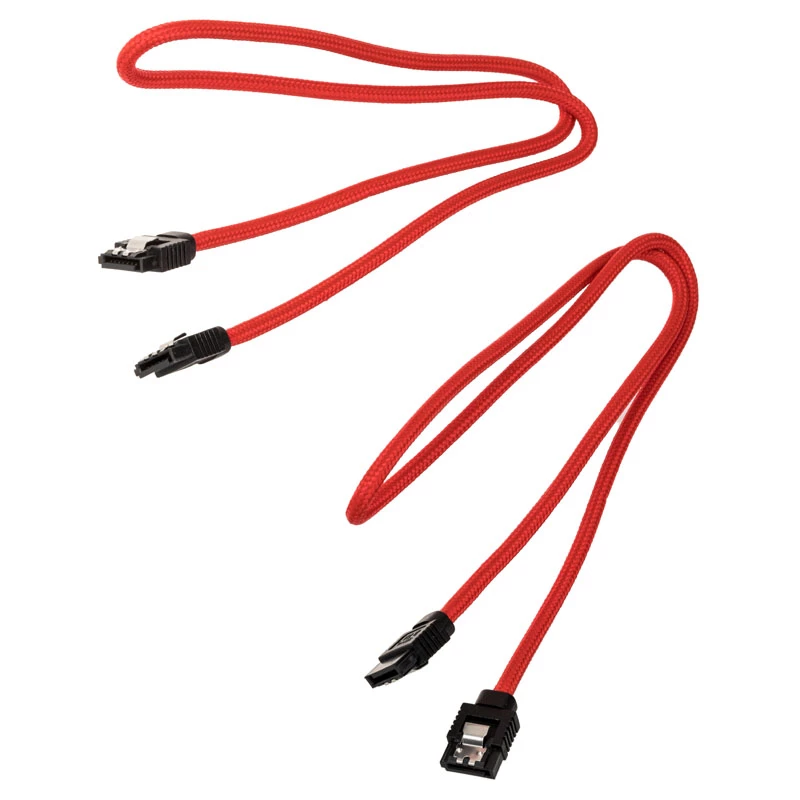 Corsair CC-8900254 Premium Sleeved SATA kabelis, SATA (M) ir SATA (M), 60 cm, raudonas, 2 vnt. rinkinys