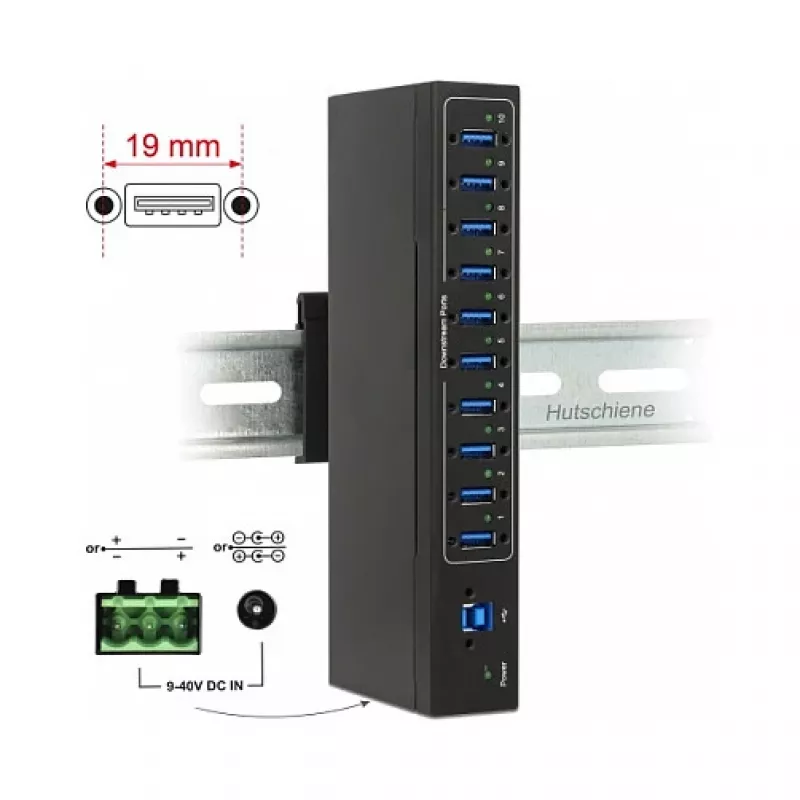 USB mazgas DeLOCK 63919, 10 prievadų, USB 3.2 Gen 1, metalinis korpusas