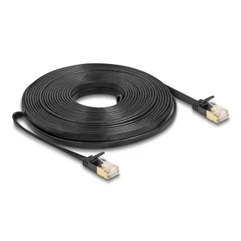 Tinklo kabelis DeLOCK RJ45 Cat.6A U/FTP plokščias 10m juodas