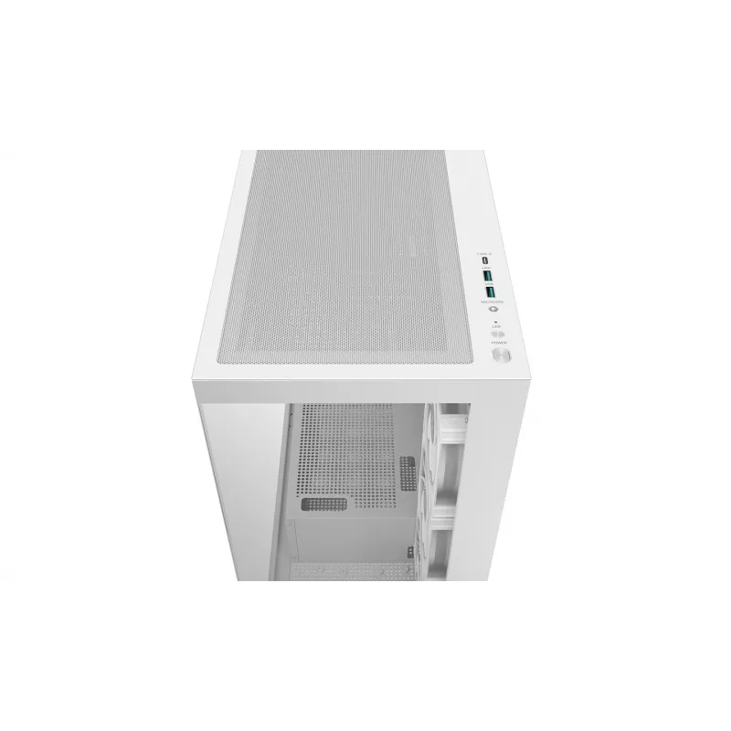 Korpusas DeepCool CG580 4F V2 Midi Tower Baltas — ATX, grūdintas stiklas, 3x120mm šoniniai ventiliatoriai, 360mm radiatoriaus vieta