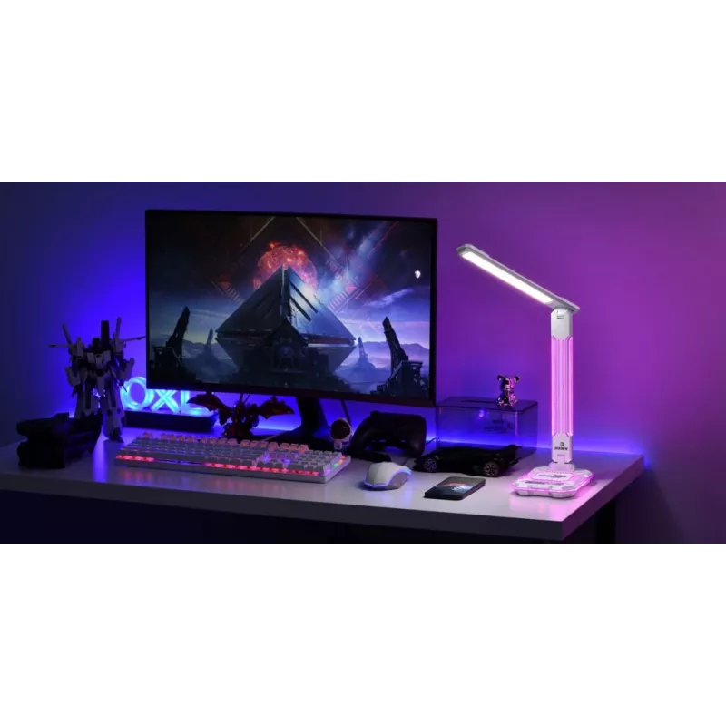 Stalinė lempa Hawk HW-LAMP04 White LED reguliuojama, balta, reguliuojama galvutė ir rankena