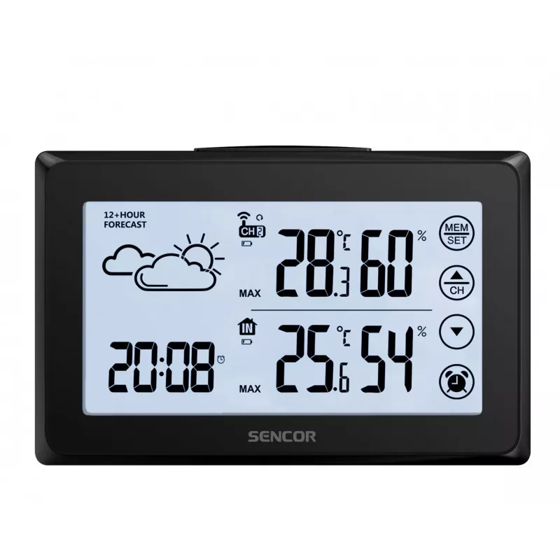 Oro stotis SENCOR SWS 2850 — vidaus/lauko temperatūra ir drėgmė, 1 belaidis jutiklis, 433,92 MHz, max/min atmintis