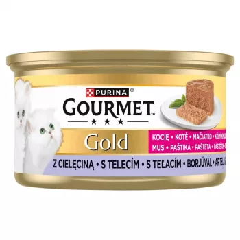 Šlapias kačių ėdalas Purina Nestlé Gourmet Gold Kitten veršienos putėsiai 85 g, 13% baltymų, 7% riebalų