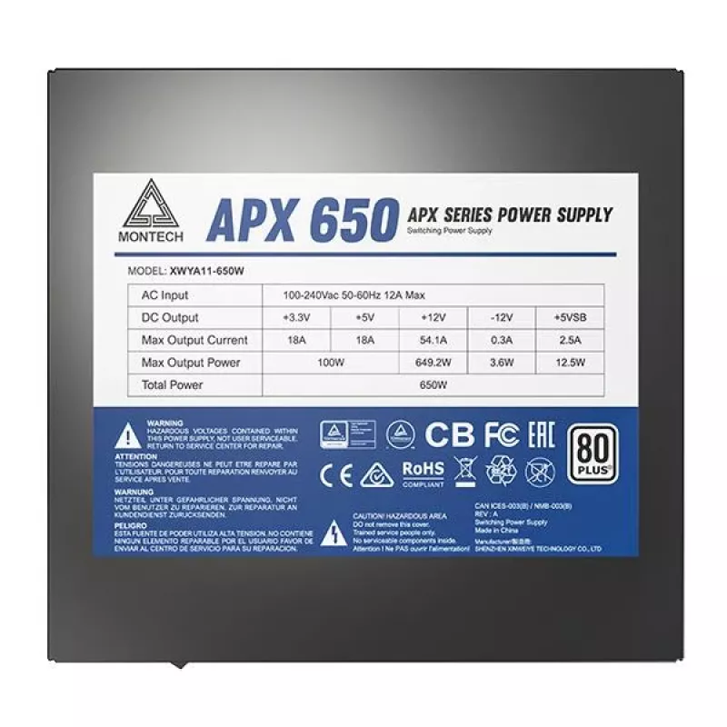 Montech APX650 maitinimo blokas 650 W 20+4 pin ATX ATX juodas