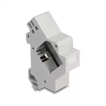 Snap-in laikiklis Keystone moduliui ant DIN bėgio DELOCK 67043 — plastikinis, įžemintas, 60×88.2×21.5 mm, pilkas