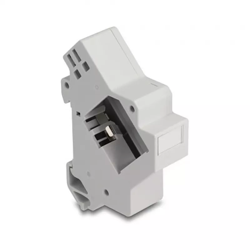 Snap-in laikiklis Keystone moduliui ant DIN bėgio DELOCK 67043 — plastikinis, įžemintas, 60×88.2×21.5 mm, pilkas