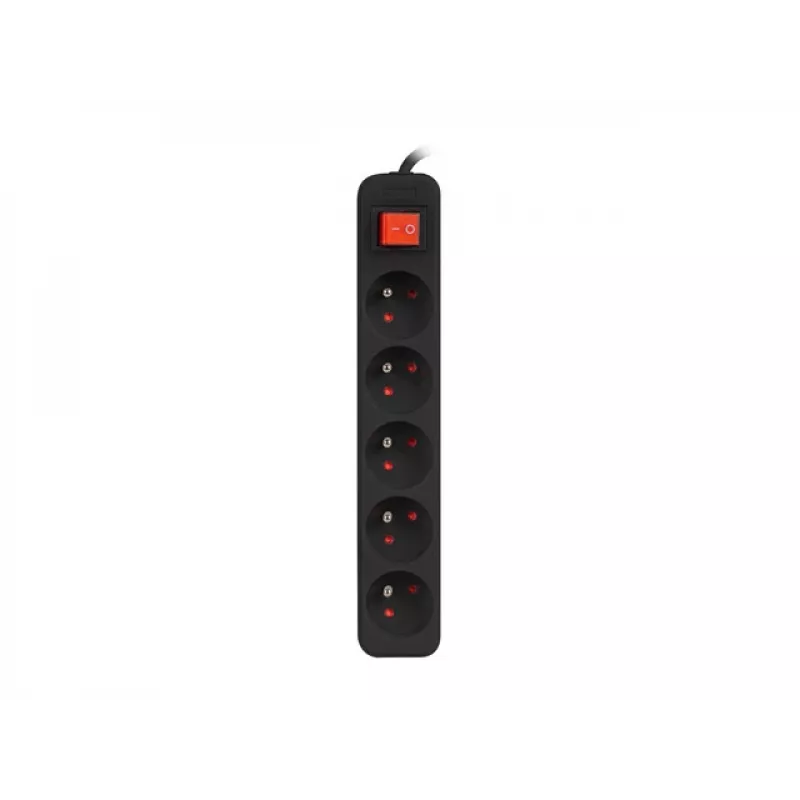Lanberg PS1-05E-0300-BK 5 lizdų ilgintuvas (3 m), juodas, su jungikliu