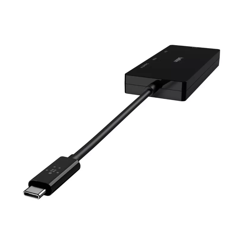Linksys Belkin - vaizdo adapteris - USB-C (kištukas) į HD-15 (VGA), DVI-I, HDMI, DisplayPort (lizdai) - 4K palaikymas - juoda (AVC003BTBK)