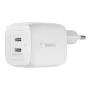 Belkin WCH011vfWH baltas greitas AC įkroviklis su GaN technologija, 2x USB-C, 45 W