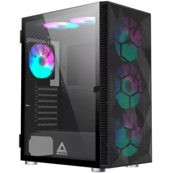 MONTECH X3 X3MESH-BK juodas MIDI Tower kompiuterio korpusas su tinkliniu priekiniu skydeliu