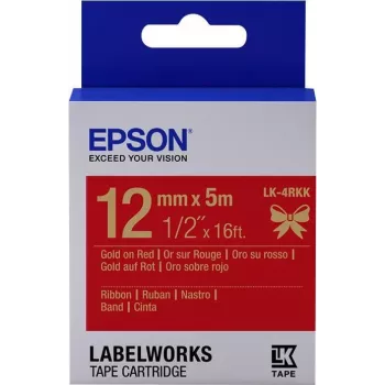 Epson LK-4RKK satino juostelė etikečių spausdintuvui, auksinė/raudona, 12 mm (5 m)