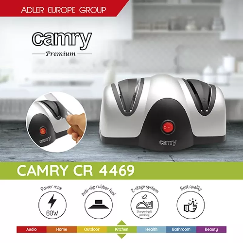 Elektrinis peilių galąstuvas Camry Premium CR 4469, juodas, pilkas