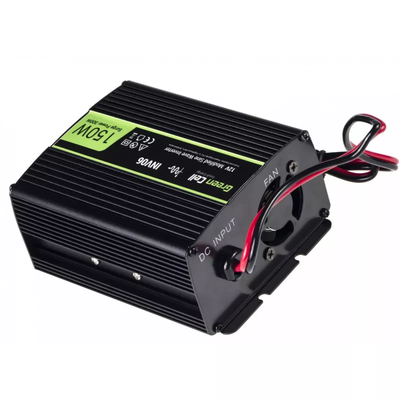 Inverter Green Cell INV06 12V į 230V 150W 50Hz C tipo kištukas, 85% efektyvumas, juoda