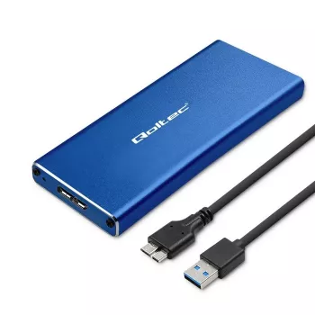 Išorinis SSD korpusas QOLTEC 51832 — M.2 SATA, USB 3.0, iki 2 TB, mėlynas, 4 lizdai