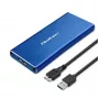 Qoltec 51832 išorinis M.2 SATA SSD disko dėklas, USB 3.0, iki 2 TB, mėlynas