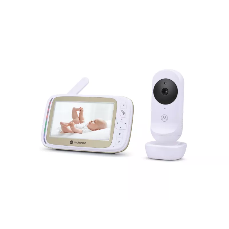 Kūdikio vaizdo stebėjimo monitorius Motorola VM45 Connect, 5.0 inch ekranas, su Stargrip tvirtinimu prie lovelės, baltas