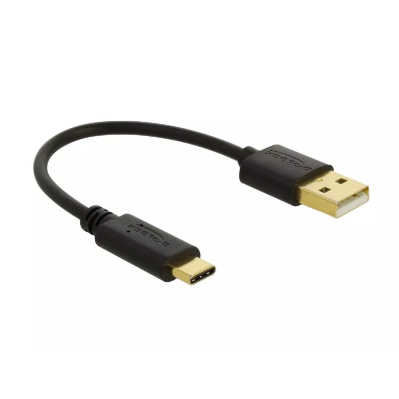 DeLOCK USB įkrovimo laidas Type-A – USB Type-C 15 cm juodas