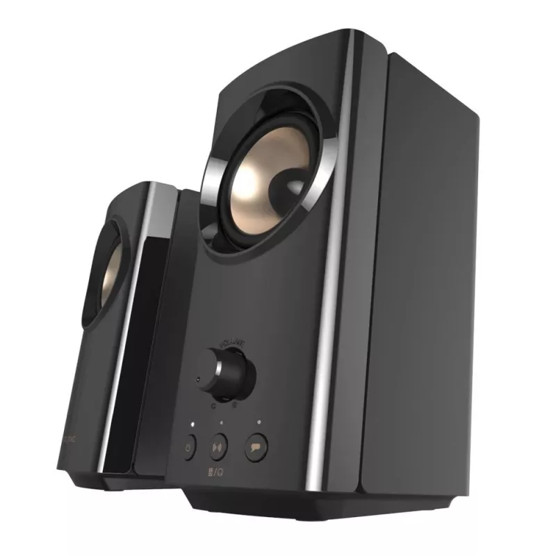 CREATIVE T60 2.0 Kompaktiniai Hi-Fi staliniai garsiakalbiai su aiškiu dialogu ir erdviniu garsu, Sound Blaster SmartComms Kit, USB-C garso ir mikrofono bei ausinių prievadais