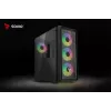 PC korpusas SAVIO Noctis Glass RGB – juodas, ATX/Micro-ATX, 210×410×450 mm, 3×120 mm priekiniai ventiliatoriai